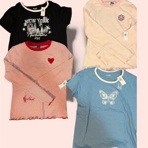Old Navy 4 shirts BUNDLE DEAL! Long/Short Sleeve Tees - Black, Red, Pink, Blue
